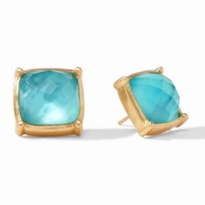 Julie Vos Antonia Statement Stud Earrings - Iridescent Bahamian Blue - NWT